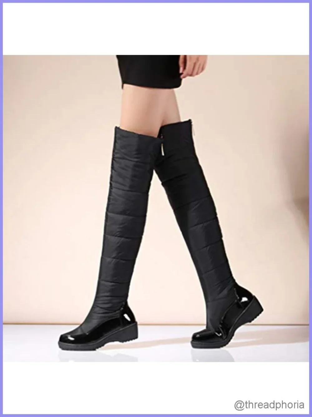 Women's Waterproof Over The Knee Fur Lined Winter Snow Boots Wide Calf